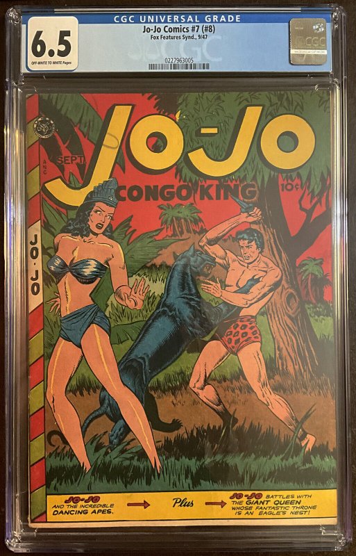 Jo-Jo Comics #7B, CGC 6.5 graded comic book, Universal Blue label — front cover in its holder