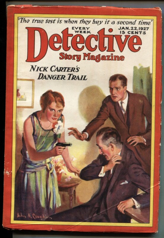 Detective Story 1/22/1927-Gun Moll Cover-Rare Pulp Magazine, raw, ungraded comic book — front cover