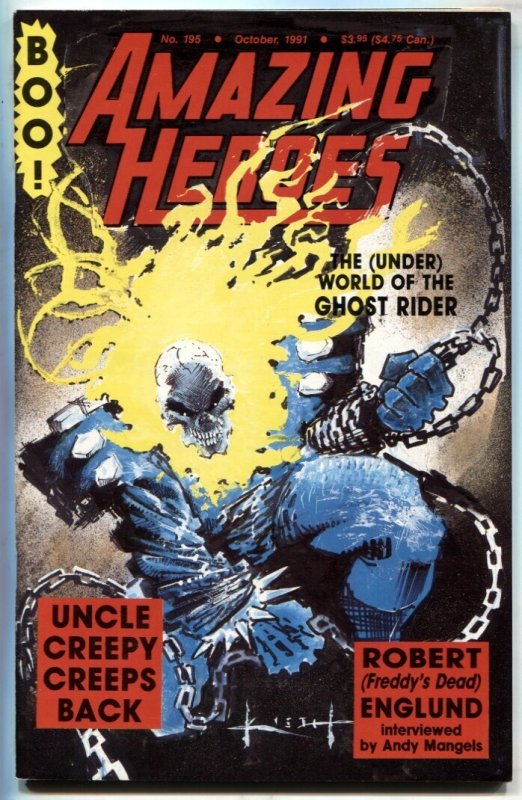 Amazing Heroes #195 (1991), raw, ungraded comic book — front cover