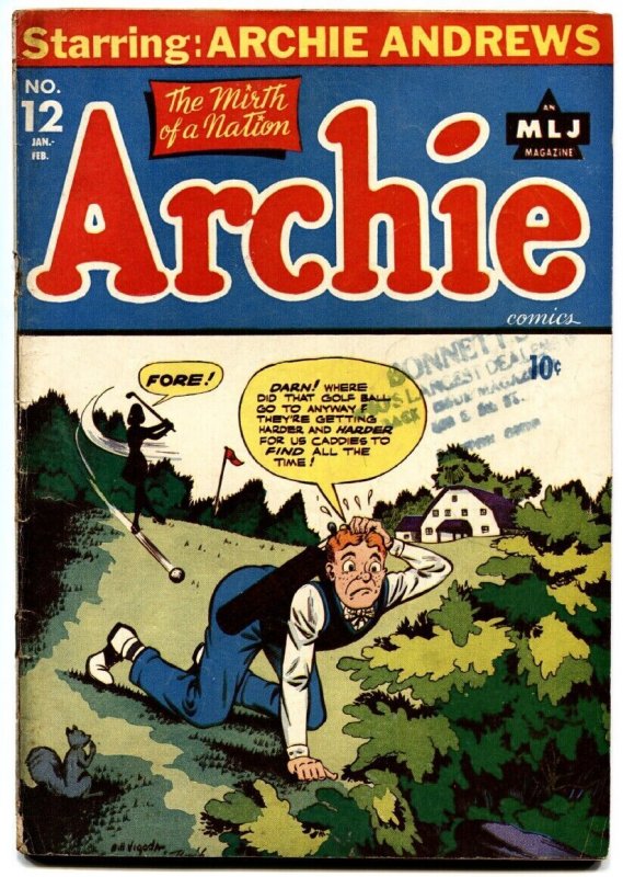Archie #12 (1945), raw, ungraded comic book — front cover