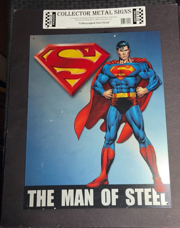Superman the Man of Steel 12.5x16" Collector Metal Sign FVF 7.0 DC Comics (DC Comics), raw comic book in 7.0 condition — front cover