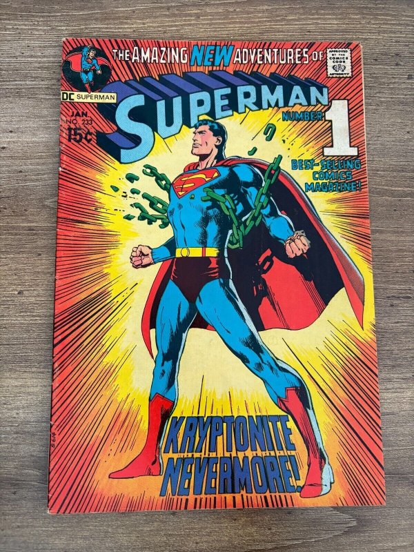 Superman #233 (DC Comics, 1971), raw comic book in FN/VF condition — front cover