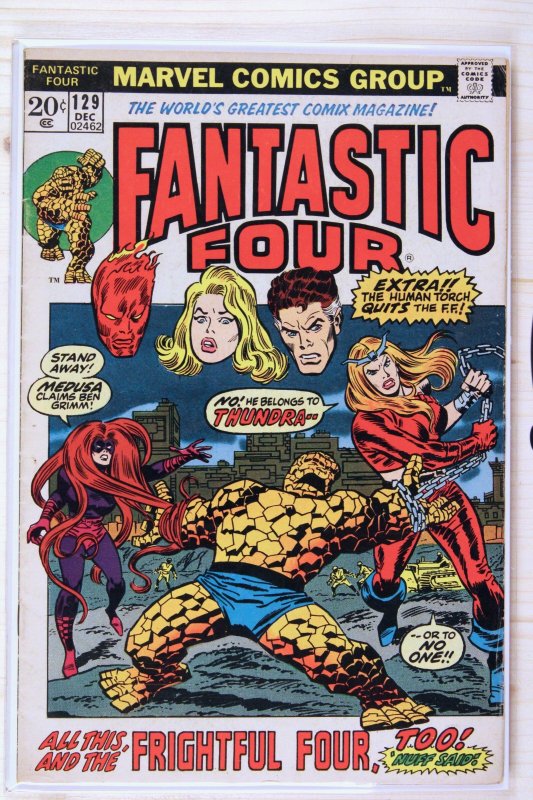 Fantastic Four #129 (Marvel Comics, 1972), raw comic book in FN- 5.5 condition — front cover