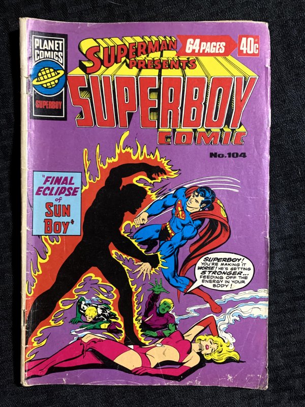 Vintage Superman Presents Superboy Comic #104, raw comic book in VG 3.0 condition — front cover
