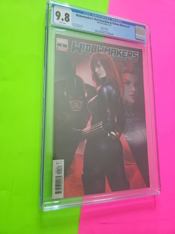 Widowmakers Red Guardian Yelena Belova #1, CGC 9.8 graded comic book, Universal Blue label — front cover in its holder