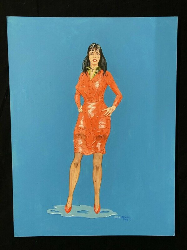Senorita Rio Original Pin Up by Bruce Dey- red Dress, raw, ungraded comic book — front cover