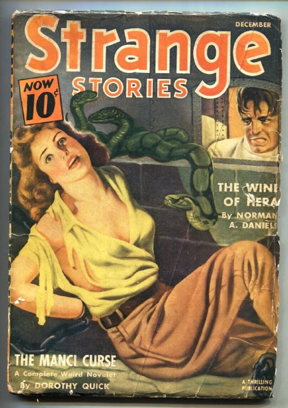 Strange Stories Pulp DEC 1940 // Norman Daniels // Snake // VG (1940), raw comic book in VG condition — front cover