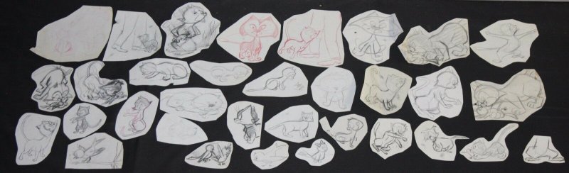 Original Animation Art Character Studies 33pc Figaro the Cat Disney, raw, ungraded comic book — front cover