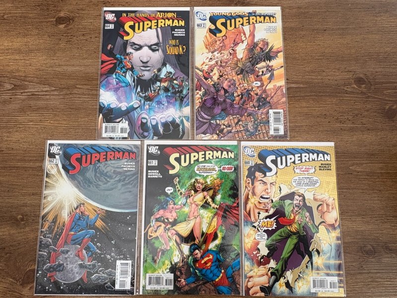 Lot of 5 Superman DC Comic Books # 660 661 662 663 664 NM 1st Prints 6 J440, raw comic book in NM condition — front cover