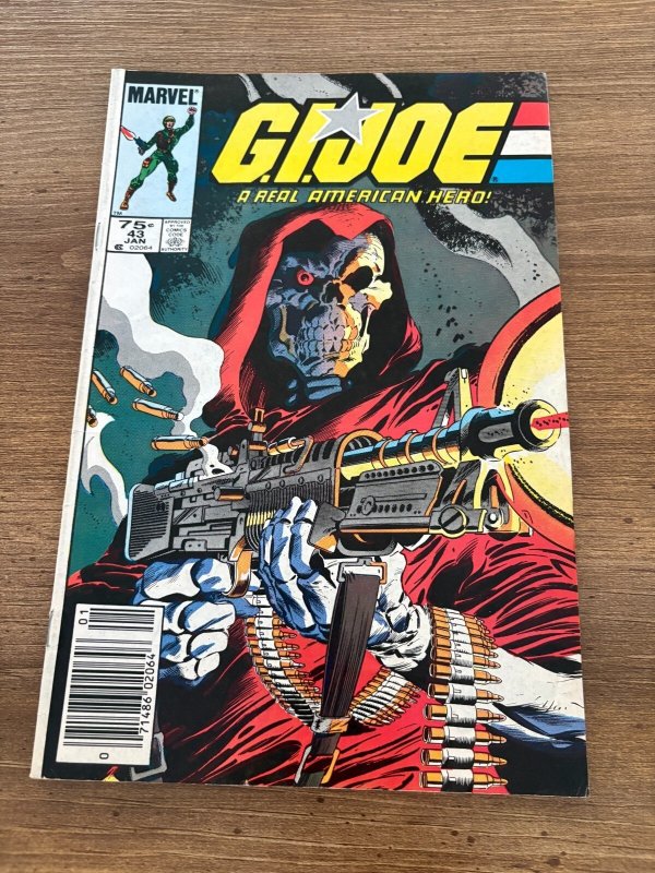G.I. Joe #43 (Marvel Comics), raw comic book in VF condition — front cover