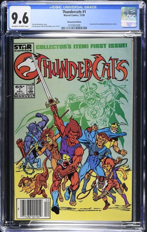 Thundercats #1 (Marvel Comics, 1985), CGC 9.6 graded comic book, Universal Blue label — front cover in its holder