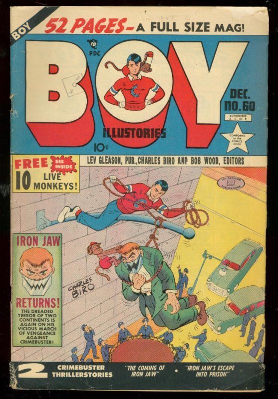 Boy #60 (Lev Gleason Publications), raw comic book in VG condition — front cover