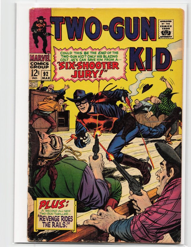 Two-Gun Kid #92 (Marvel Comics, 1968), raw, ungraded comic book — front cover