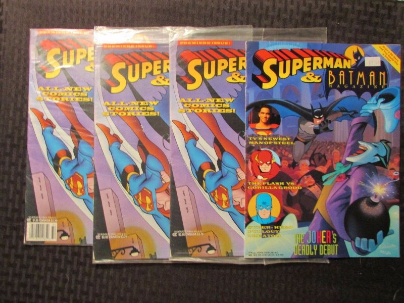 1993 Superman & Batman Magazine #1 (3 Copies Sealed) #2 VF- LOT of 4 (1993), raw comic book in VF- condition — front cover