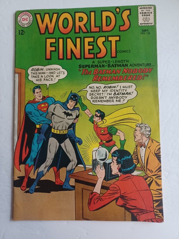 World's Finest #136 (DC Comics, 1963), raw comic book in FN condition — front cover