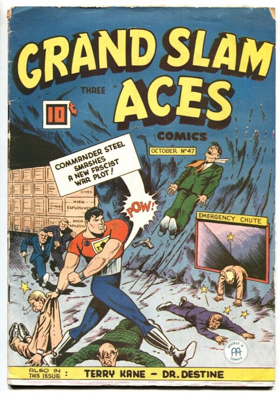 Grand Slam Three Aces #47 (1945), raw comic book in VG condition — front cover