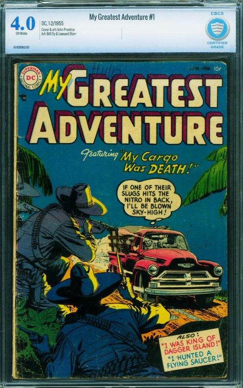 My Greatest Adventure #1 (DC Comics, 1955), CBCS 4.0 graded comic book, Universal Blue label — front cover in its holder