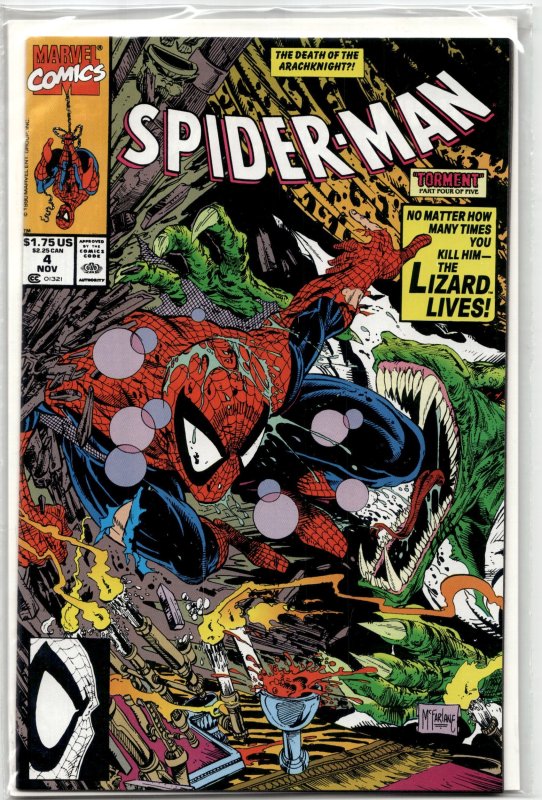 Spider-Man #4 (Marvel Comics, 1990), raw, ungraded comic book — front cover