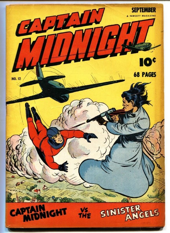 Captain Midnight #12 (Fawcett Publications, 1943), raw, ungraded comic book — front cover