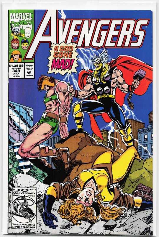 The Avengers #349 (Marvel Comics, 1992), raw, ungraded comic book — front cover