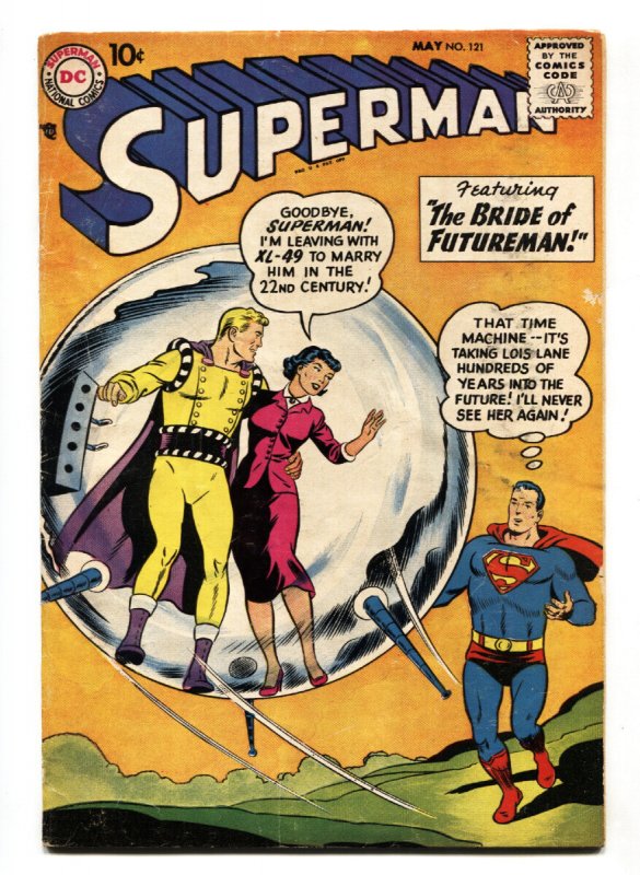 Superman #121 - 1958 - DC - VG - Comic Book (DC Comics, 1958), raw comic book in VG condition — front cover
