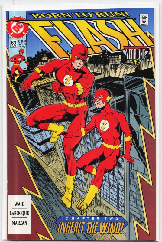 The Flash #63 (DC Comics, 1992), raw, ungraded comic book — front cover