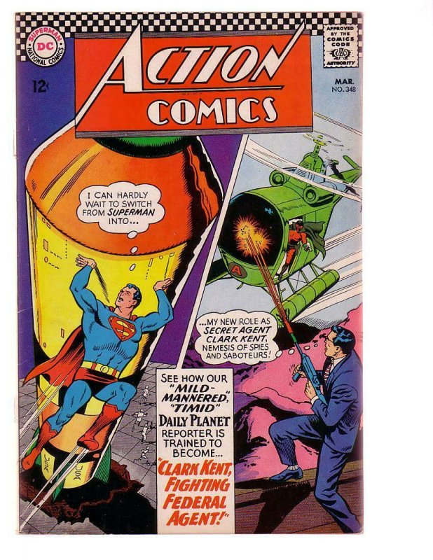 Action Comics #348 (DC Comics, 1967), raw comic book in FN condition — front cover