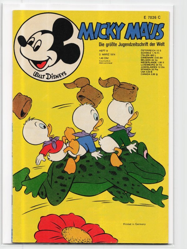 Micky Maus #9 (1974), raw, ungraded comic book — front cover