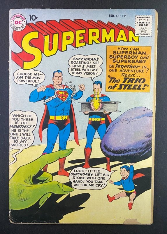 Superman #135 (DC Comics, 1939), raw comic book in GD 2.0 condition — front cover