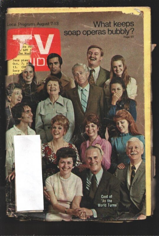 MAG: TV Guide 8/7/1971-Cast of as the World Turns-St Louis Edition-FR/G, raw comic book in FR condition — front cover
