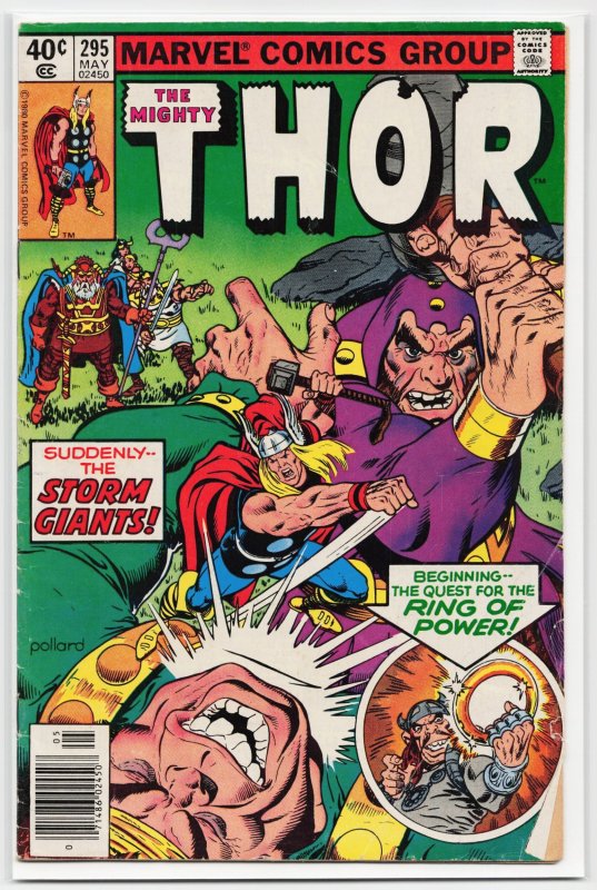 Thor #295 (Marvel Comics, 1980), raw, ungraded comic book — front cover