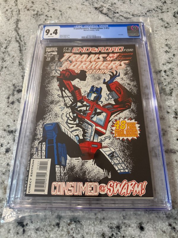 Transformers Generation 2 #12 (Marvel Comics), CGC 9.4 graded comic book, Universal Blue label — front cover in its holder