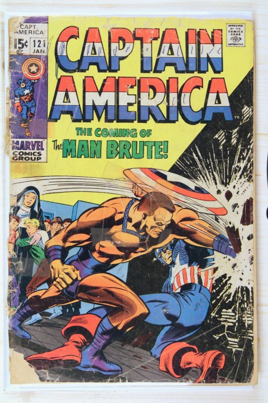 Captain America #121 (Marvel Comics, 1970), raw comic book in GD 2.0 condition — front cover
