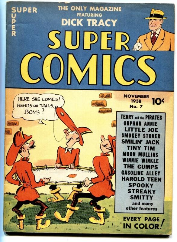 Super Comics #7 (1938), raw, ungraded comic book — front cover