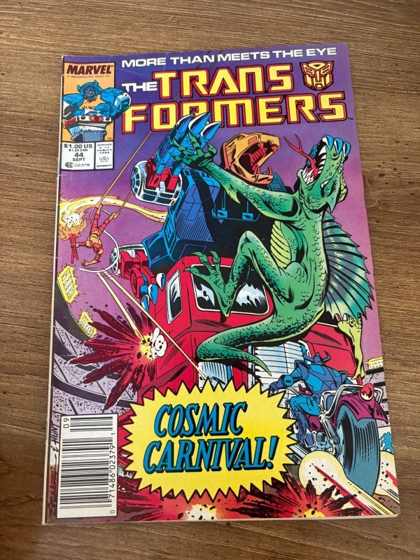 Transformers #44 (Marvel Comics), raw comic book in VG condition — front cover