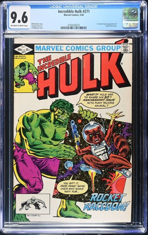 Incredible Hulk #271 (Marvel Comics, 1982), CGC 9.6 graded comic book, Universal Blue label — front cover in its holder