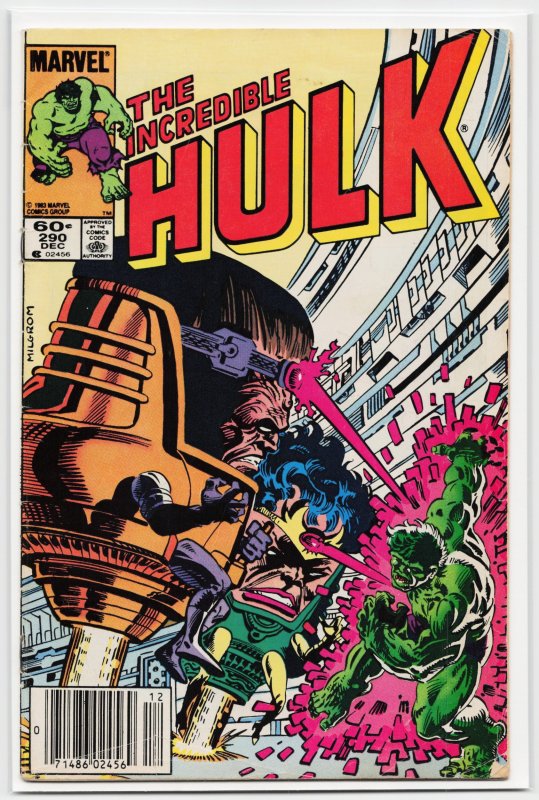 The Incredible Hulk #290 (Marvel Comics, 1983), raw, ungraded comic book — front cover