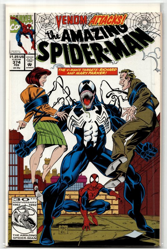 The Amazing Spider-Man #374 (Marvel Comics, 1993), raw, ungraded comic book — front cover