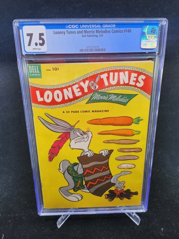 Looney Tunes & Merrie Melodies Comics #140 (1953), CGC 7.5 graded comic book, Universal Blue label — front cover in its holder