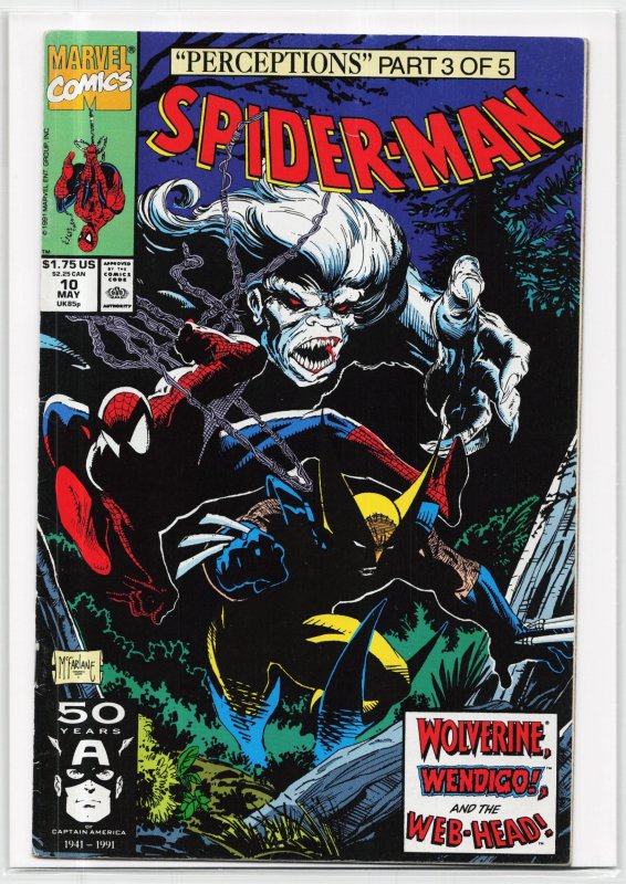 Spider-Man #10 (Marvel Comics, 1991), raw, ungraded comic book — front cover