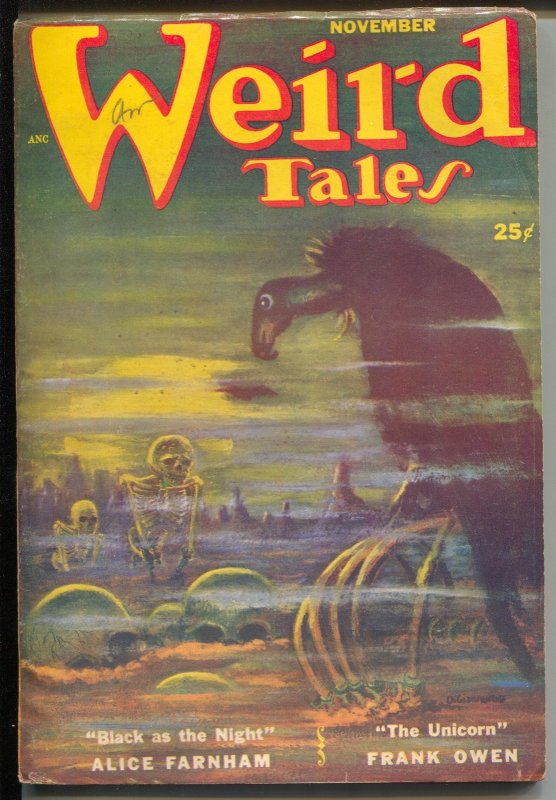 Pulp: Weird Tales 11/1952-skeletons-skulls-Seabury Quinn-horror-pulp Fiction..., raw, ungraded comic book — front cover