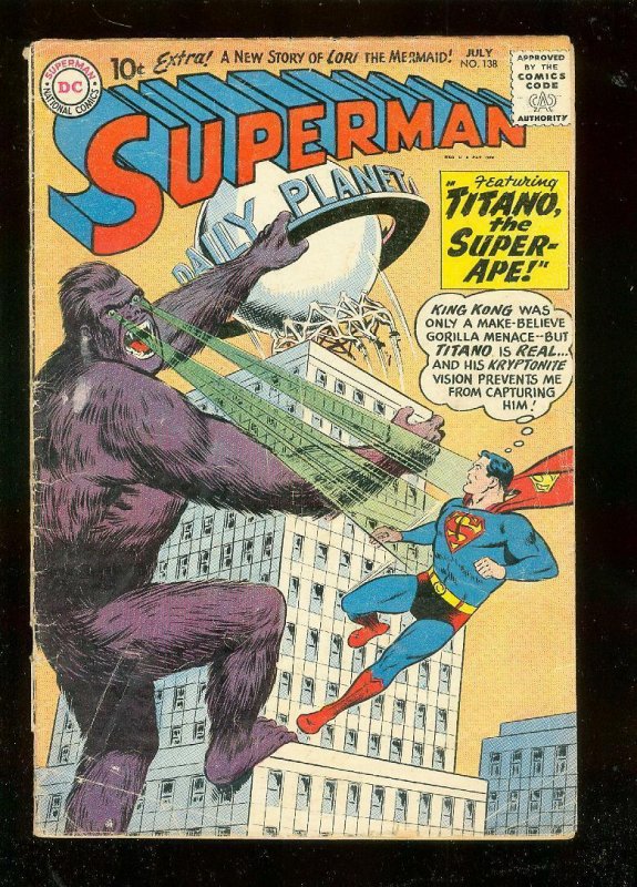 Superman #138 (DC Comics, 1960), raw, ungraded comic book — front cover