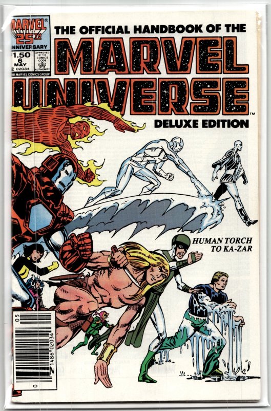 The Official Handbook of the Marvel Universe #6 (Marvel Comics, 1986), raw, ungraded comic book — front cover
