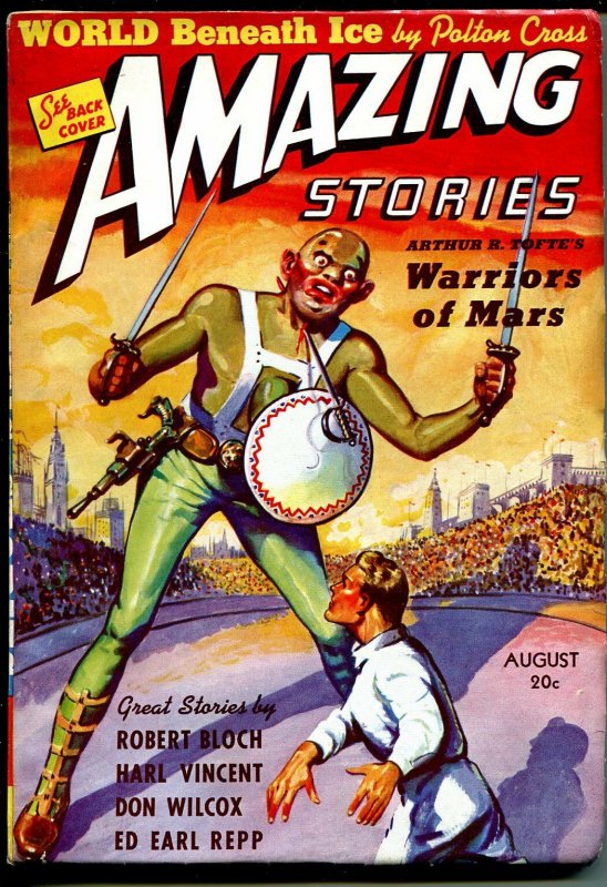 Amazing Stories 8/1939-Warriors of Mars-Robert Bloch-Ed Earl Repp, raw, ungraded comic book — front cover