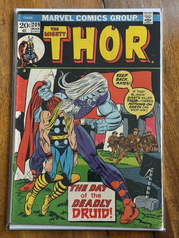 The Mighty Thor #209 (Marvel Comics, 1973), raw comic book in FN 6.0 condition — front cover