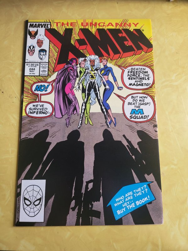 The Uncanny X-Men #244 (Marvel Comics, 1989), raw, ungraded comic book — front cover