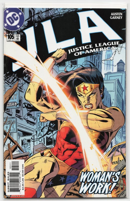 JLA #105 (DC Comics, 2004), raw, ungraded comic book — front cover