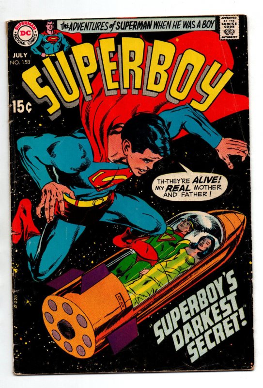Superboy #158 (DC Comics, 1969), raw comic book in FN condition — front cover