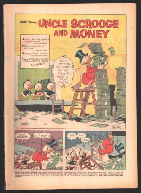 Uncle Scrooge & Money no #1966 (Gold Key Comics, 1966), raw, ungraded comic book — front cover