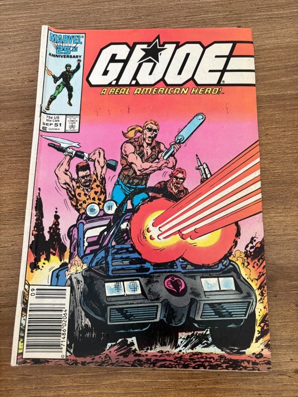 G.I. Joe #51 (Marvel Comics, 1986), raw comic book in FN condition — front cover